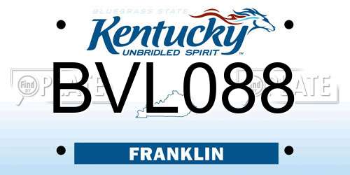 BVL088 Kentucky License Plate