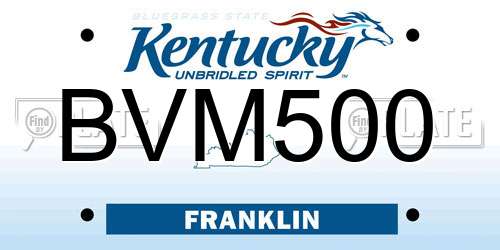BVM500 Kentucky License Plate