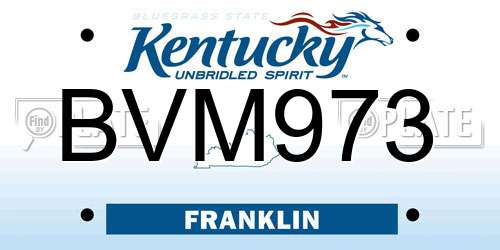 BVM973 Kentucky License Plate