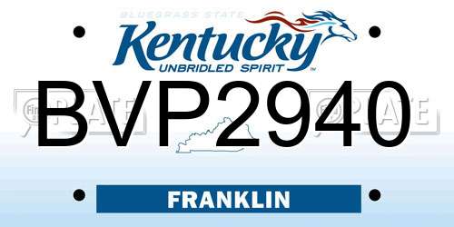 BVP2940 Kentucky License Plate