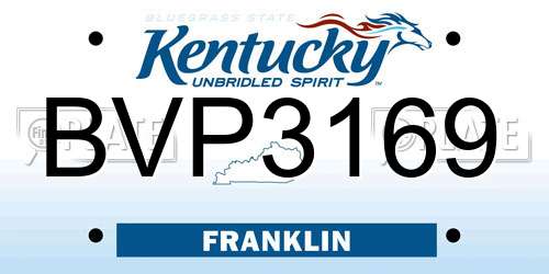 BVP3169 Kentucky License Plate