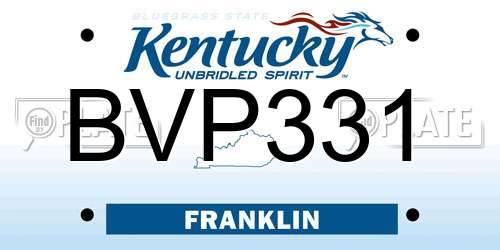 BVP331 Kentucky License Plate