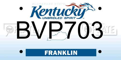 BVP703 Kentucky License Plate