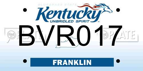 BVR017 Kentucky License Plate