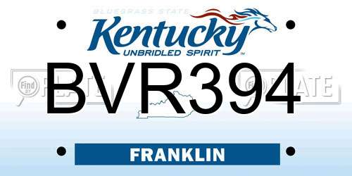 BVR394 Kentucky License Plate