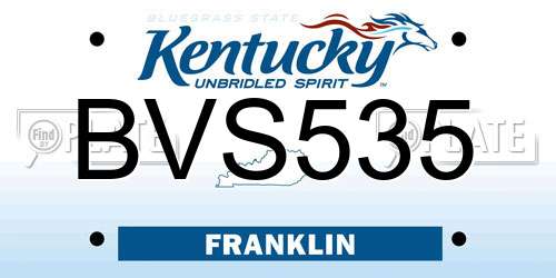 BVS535 Kentucky License Plate