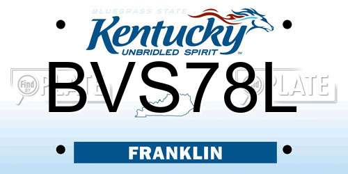 BVS78L Kentucky License Plate