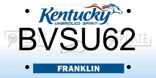 BVSU62 Kentucky License Plate