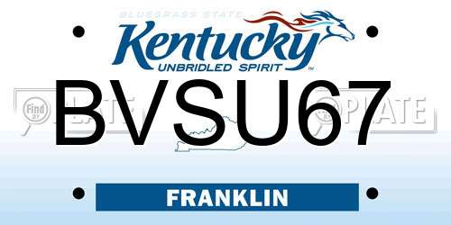 BVSU67 Kentucky License Plate