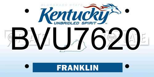 BVU7620 Kentucky License Plate