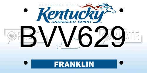 BVV629 Kentucky License Plate