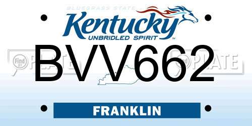 BVV662 Kentucky License Plate