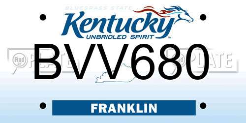 BVV680 Kentucky License Plate