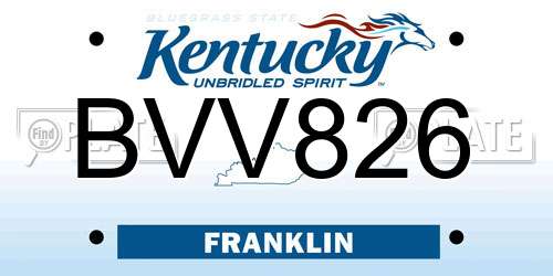 BVV826 Kentucky License Plate
