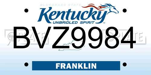 BVZ9984 Kentucky License Plate