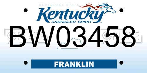 BW03458 Kentucky License Plate