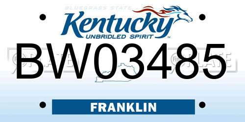 BW03485 Kentucky License Plate