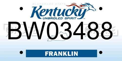BW03488 Kentucky License Plate