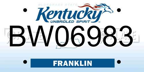 BW06983 Kentucky License Plate