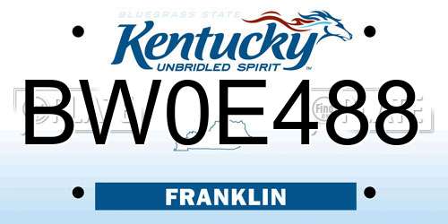BW0E488 Kentucky License Plate