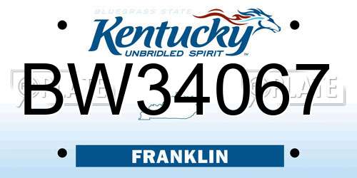 BW34067 Kentucky License Plate
