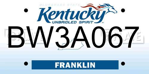 BW3A067 Kentucky License Plate