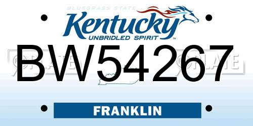 BW54267 Kentucky License Plate