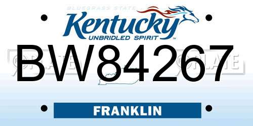 BW84267 Kentucky License Plate