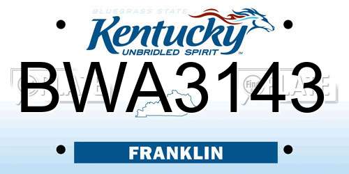 BWA3143 Kentucky License Plate