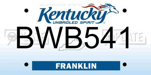 BWB541 Kentucky License Plate