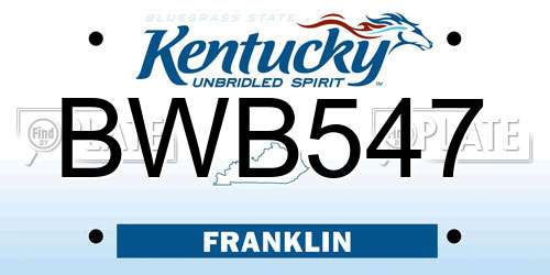 BWB547 Kentucky License Plate