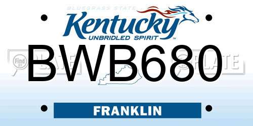 BWB680 Kentucky License Plate