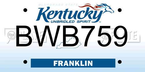 BWB759 Kentucky License Plate