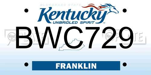BWC729 Kentucky License Plate