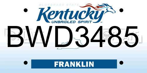 BWD3485 Kentucky License Plate