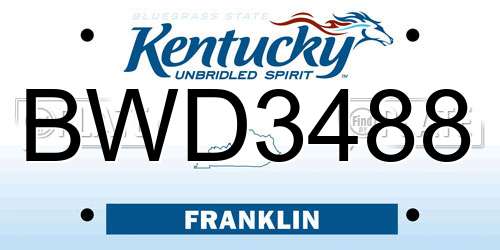 BWD3488 Kentucky License Plate