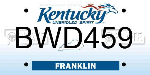 BWD459 Kentucky License Plate