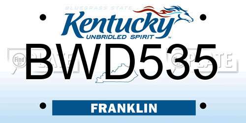 BWD535 Kentucky License Plate
