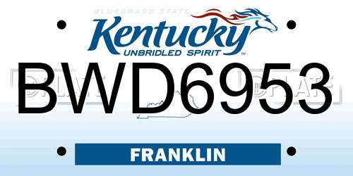 BWD6953 Kentucky License Plate