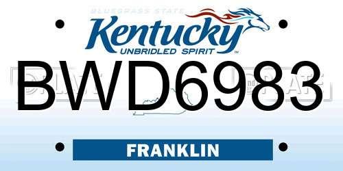 BWD6983 Kentucky License Plate