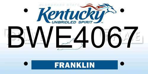 BWE4067 Kentucky License Plate