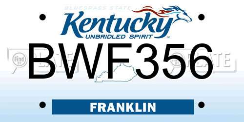 BWF356 Kentucky License Plate
