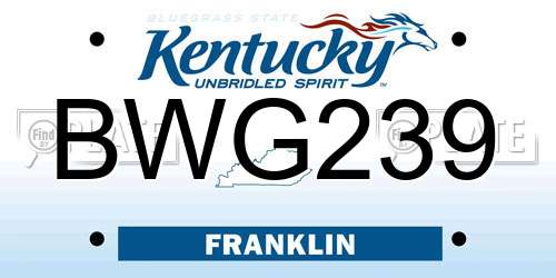 BWG239 Kentucky License Plate