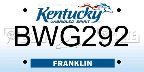BWG292 Kentucky License Plate