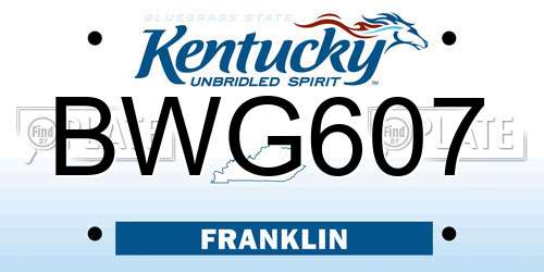 BWG607 Kentucky License Plate
