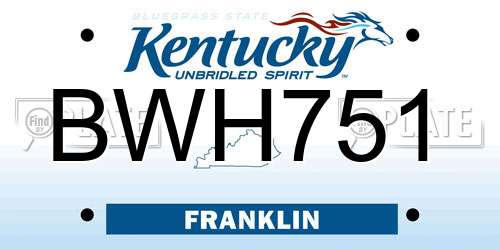 BWH751 Kentucky License Plate