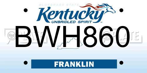 BWH860 Kentucky License Plate