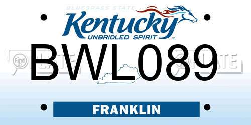 BWL089 Kentucky License Plate