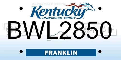 BWL2850 Kentucky License Plate