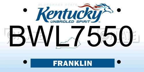 BWL7550 Kentucky License Plate